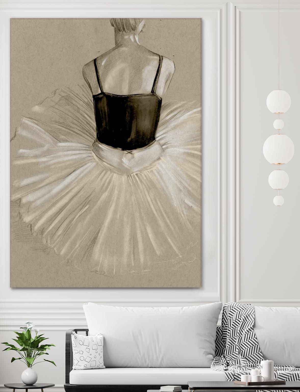 Black Leotard II by Jennifer Paxton Parker on GIANT ART - beige black & white ballerina