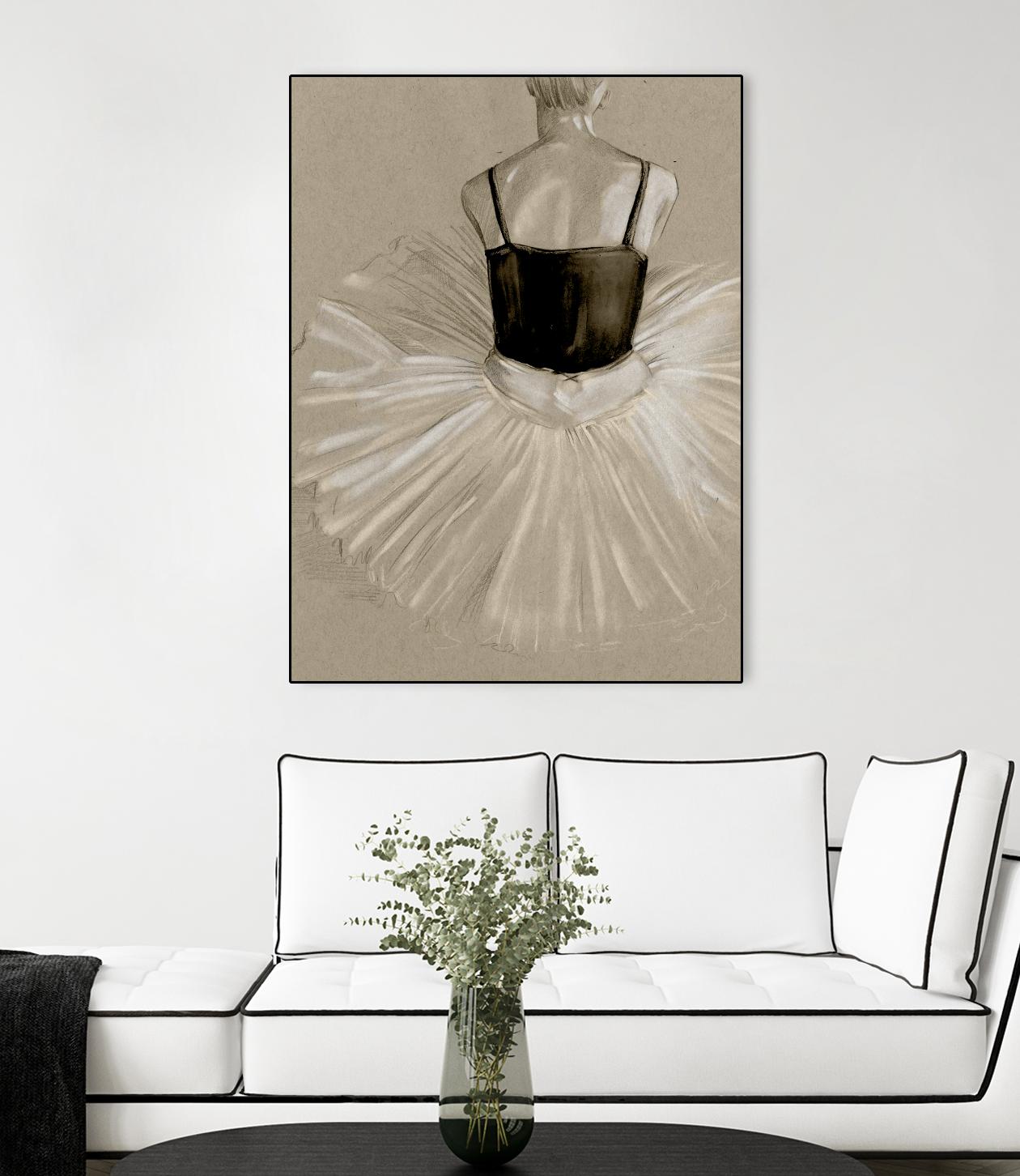 Black Leotard II by Jennifer Paxton Parker on GIANT ART - beige black & white ballerina