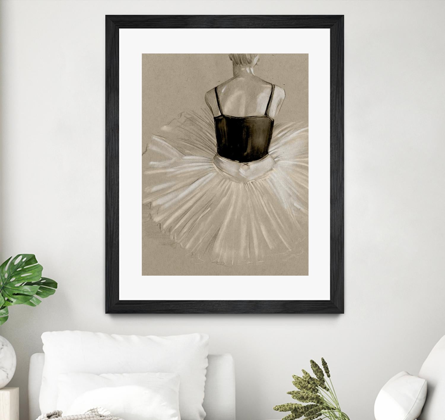 Black Leotard II by Jennifer Paxton Parker on GIANT ART - beige black & white ballerina