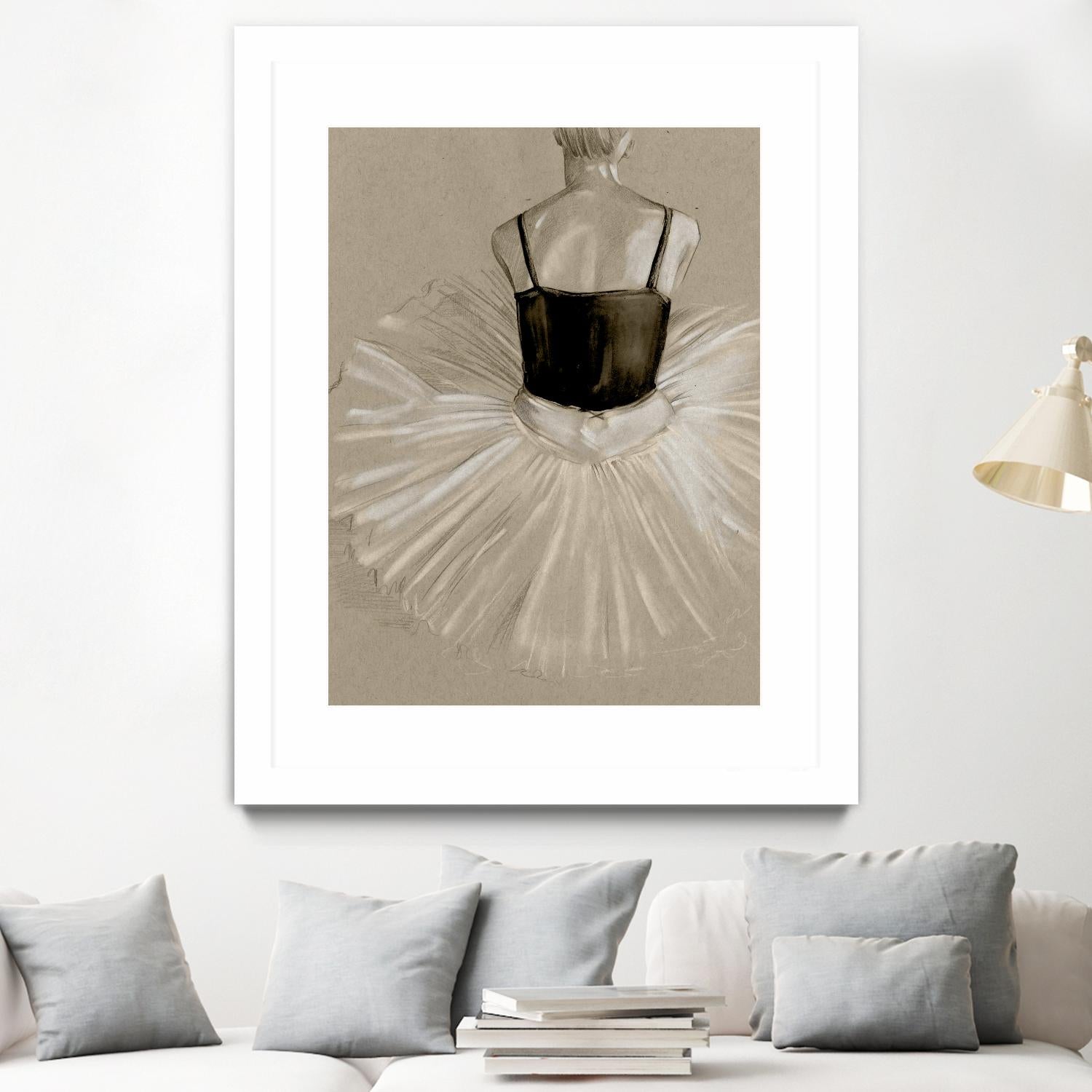 Black Leotard II by Jennifer Paxton Parker on GIANT ART - beige black & white ballerina