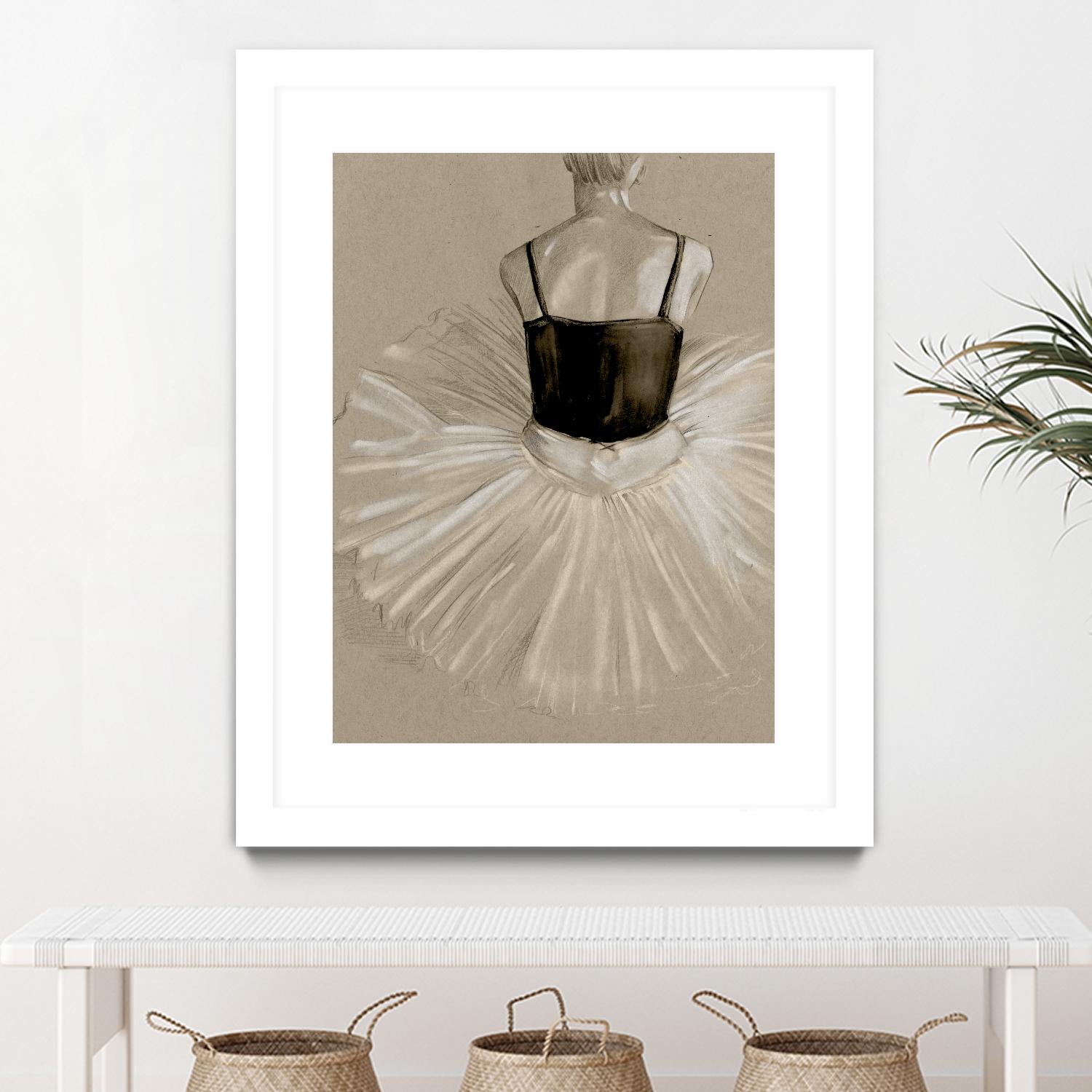 Black Leotard II by Jennifer Paxton Parker on GIANT ART - beige black & white ballerina