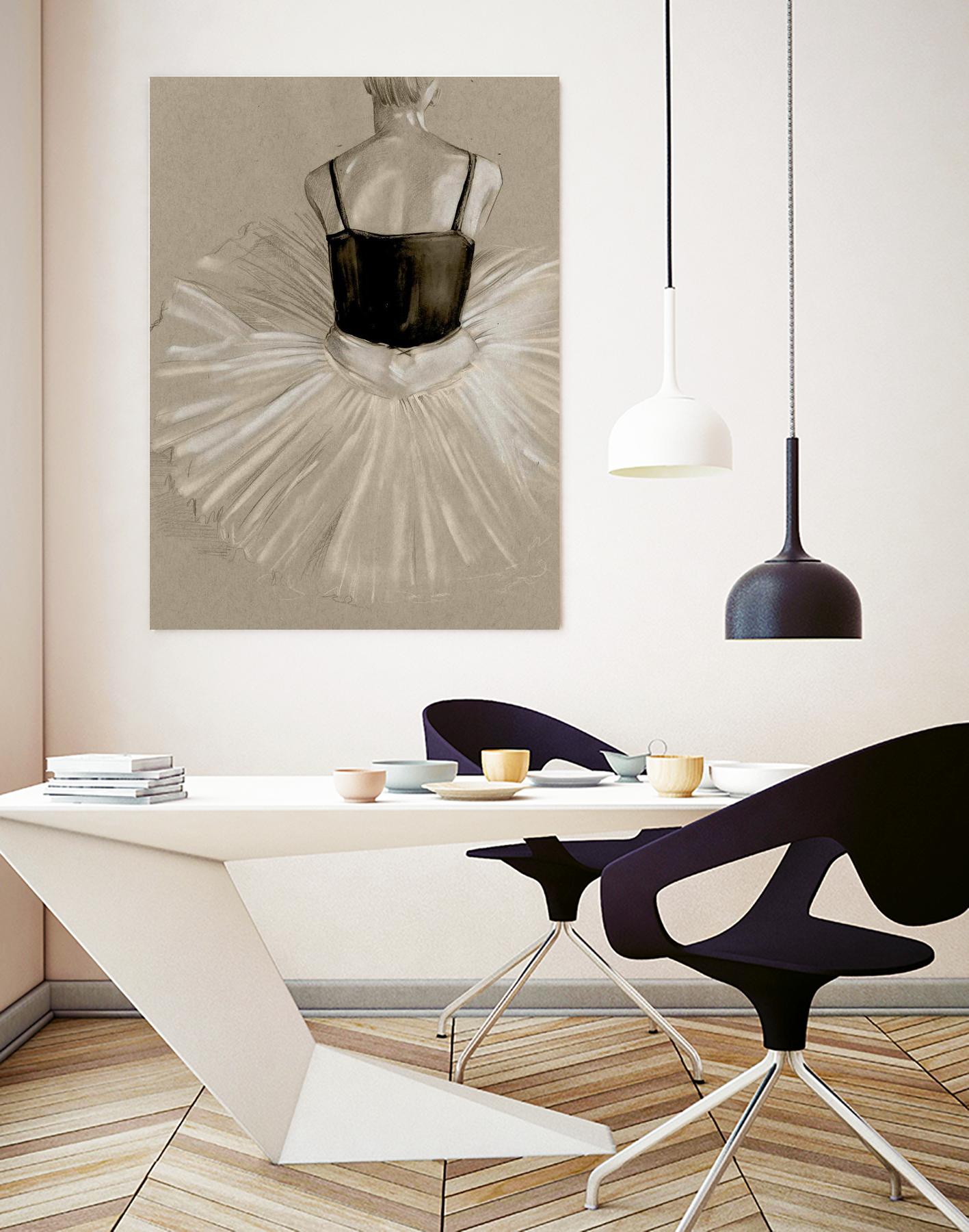 Black Leotard II by Jennifer Paxton Parker on GIANT ART - beige black & white ballerina