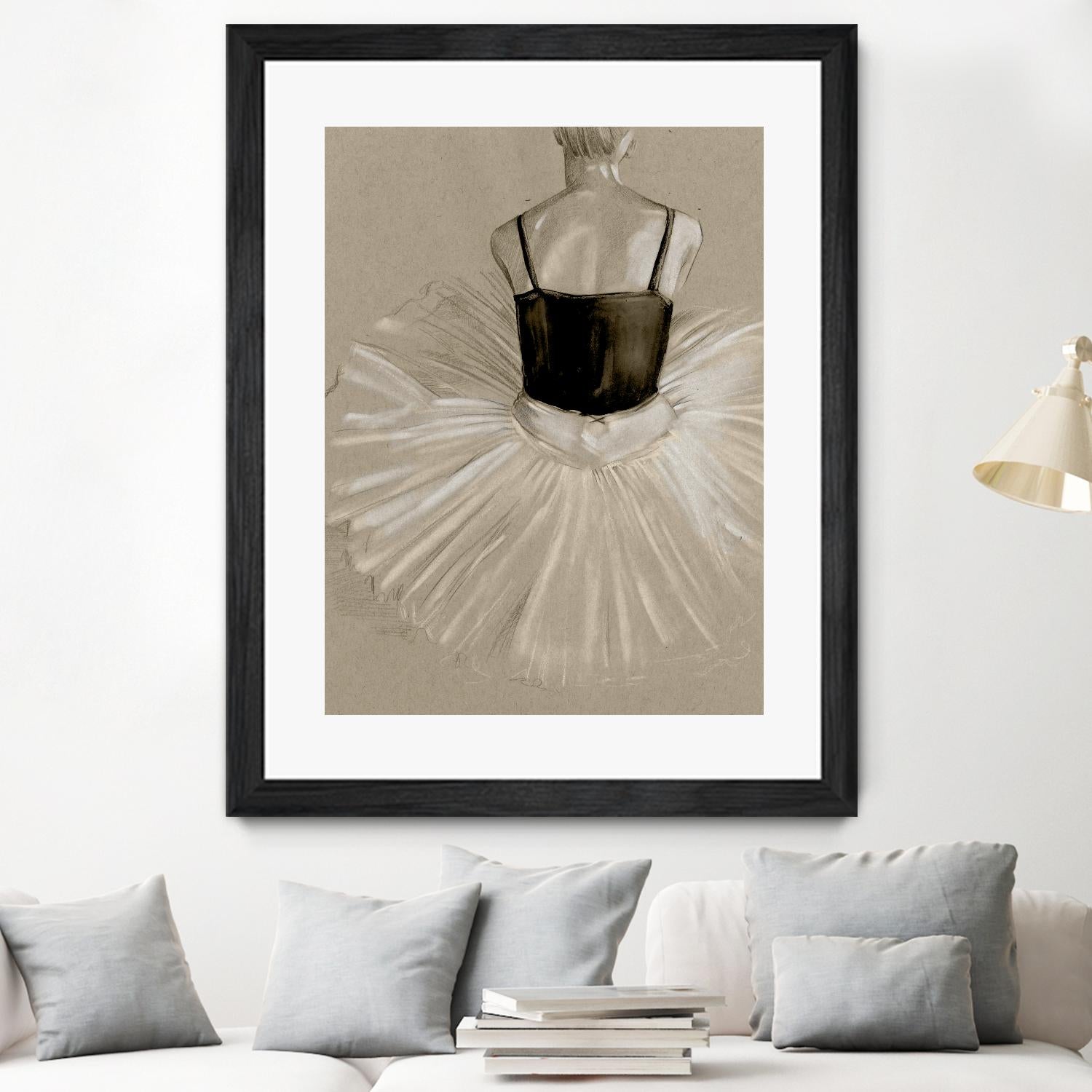 Black Leotard II by Jennifer Paxton Parker on GIANT ART - beige black & white ballerina