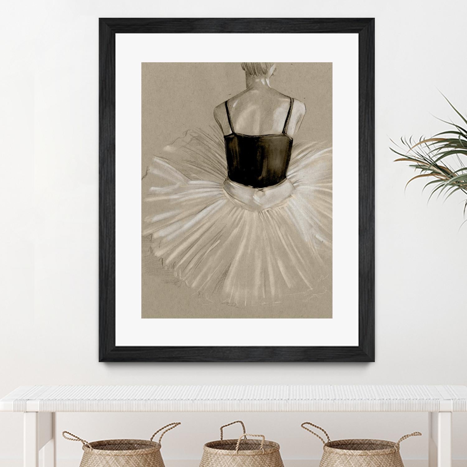 Black Leotard II by Jennifer Paxton Parker on GIANT ART - beige black & white ballerina