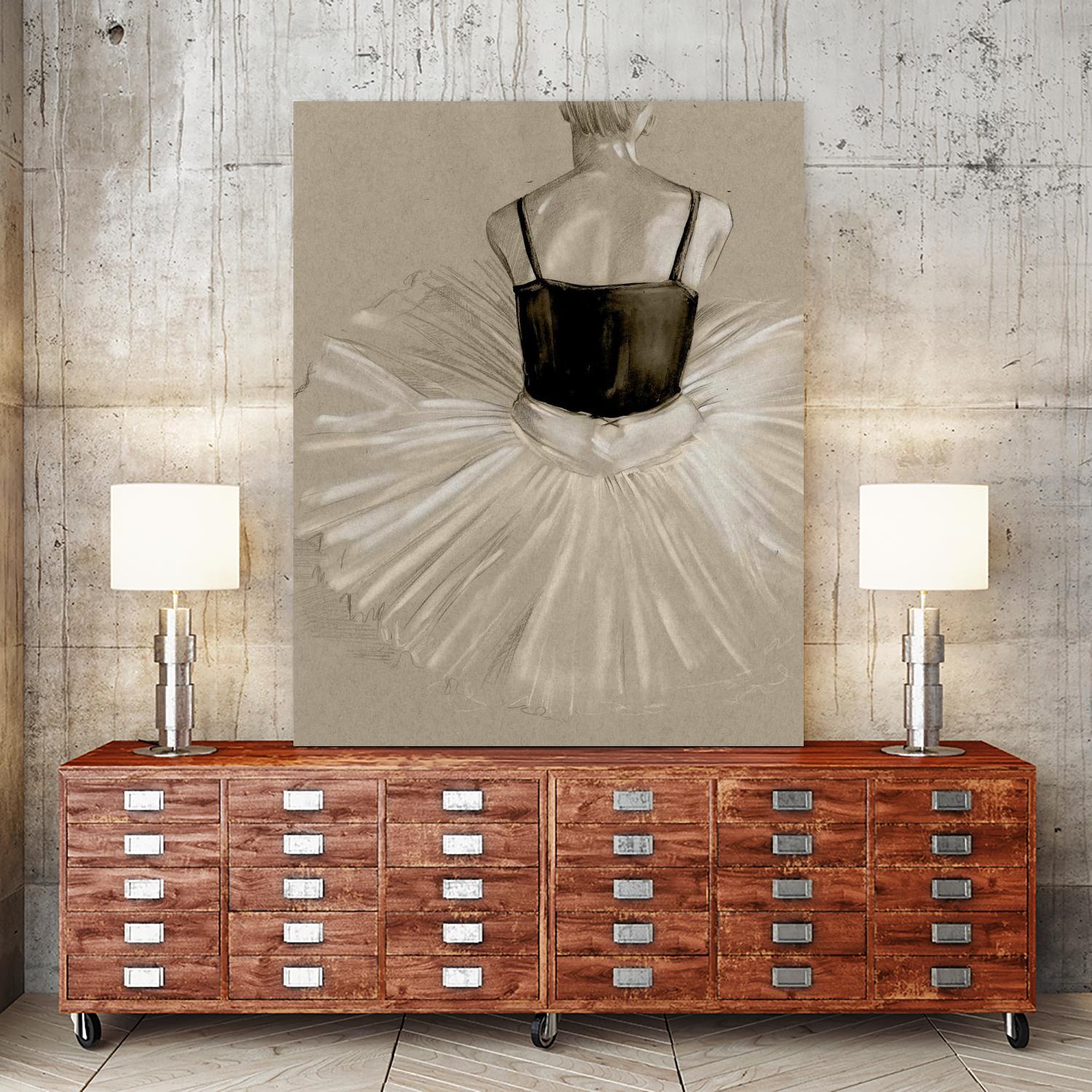 Black Leotard II by Jennifer Paxton Parker on GIANT ART - beige black & white ballerina