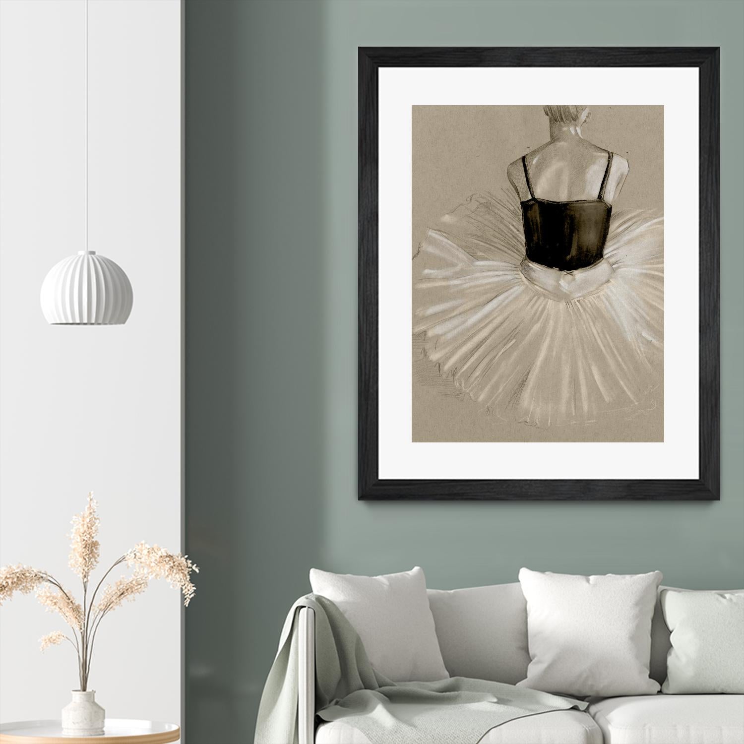 Black Leotard II by Jennifer Paxton Parker on GIANT ART - beige black & white ballerina