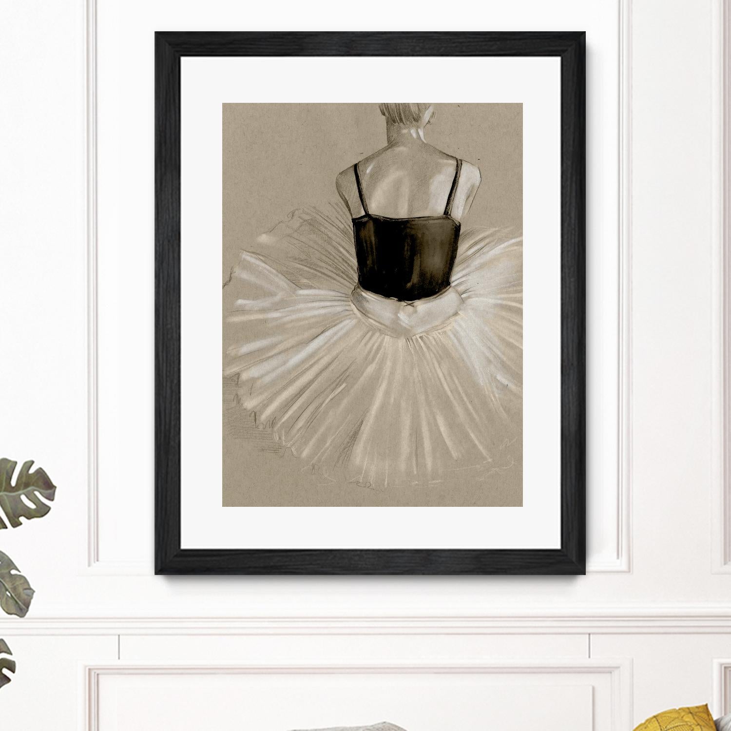 Black Leotard II by Jennifer Paxton Parker on GIANT ART - beige black & white ballerina