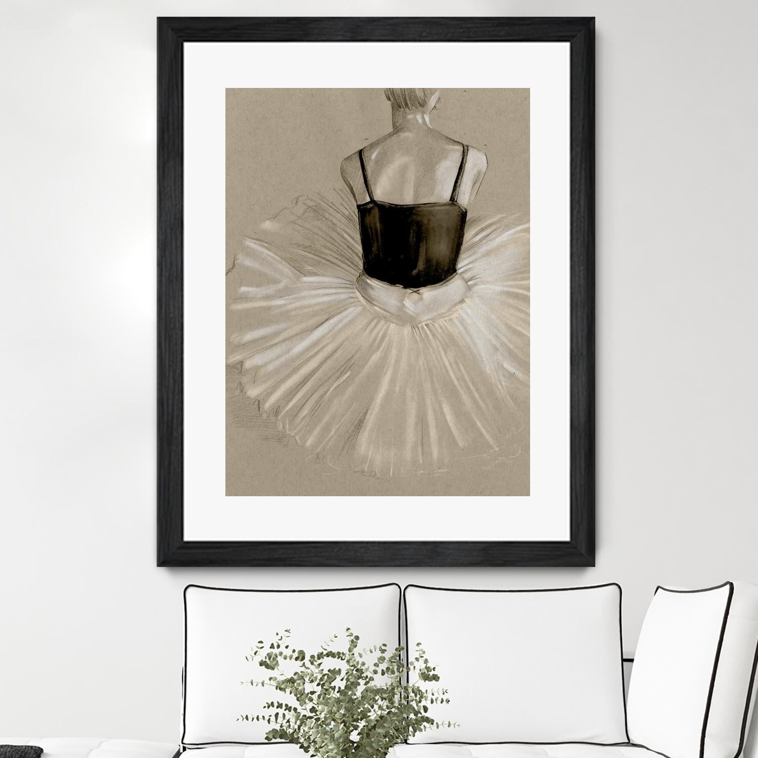 Black Leotard II by Jennifer Paxton Parker on GIANT ART - beige black & white ballerina