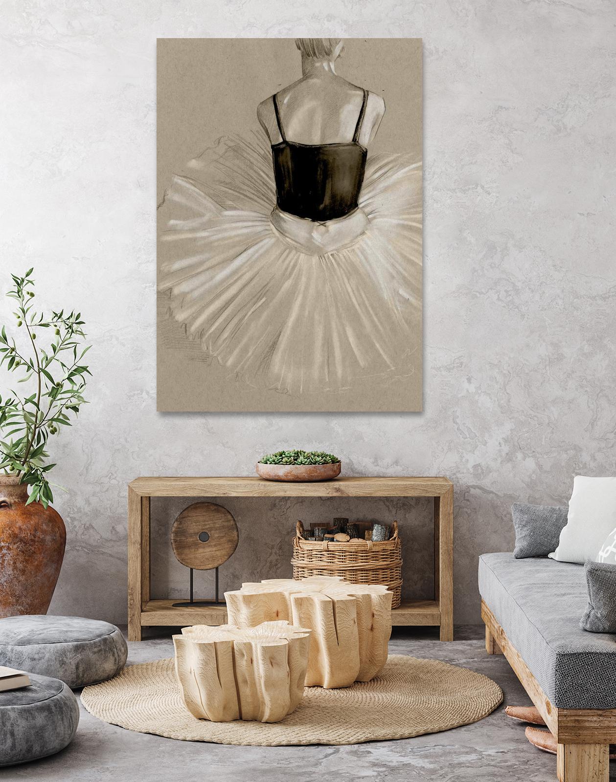 Black Leotard II by Jennifer Paxton Parker on GIANT ART - beige black & white ballerina