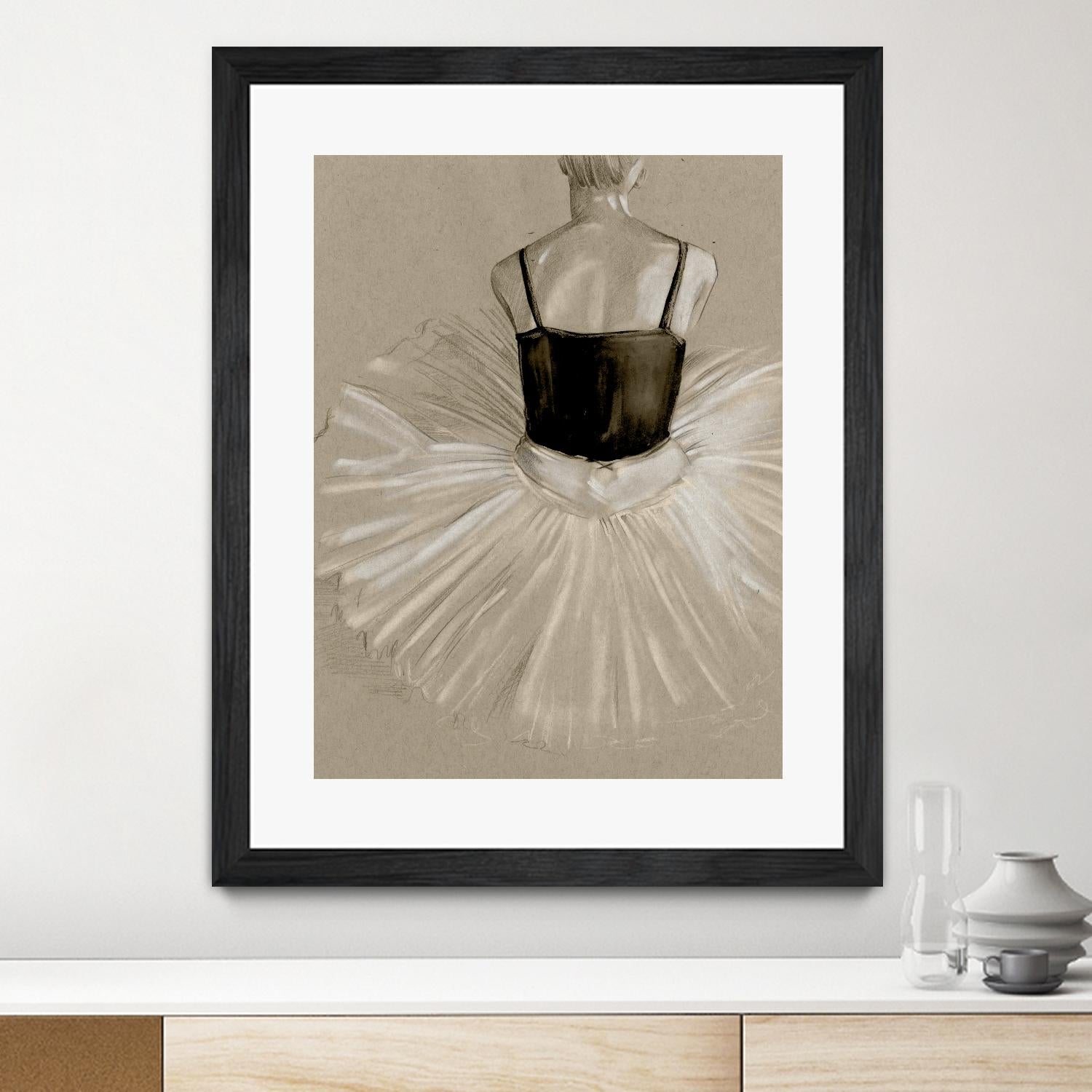 Black Leotard II by Jennifer Paxton Parker on GIANT ART - beige black & white ballerina