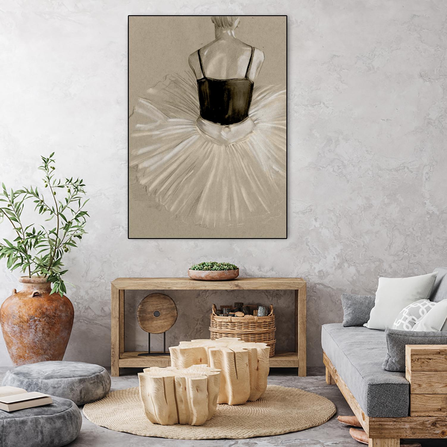 Black Leotard II by Jennifer Paxton Parker on GIANT ART - beige black & white ballerina