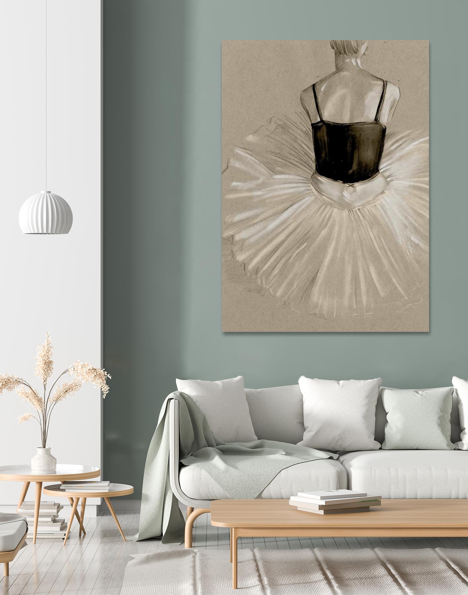 Black Leotard II by Jennifer Paxton Parker on GIANT ART - beige black & white ballerina