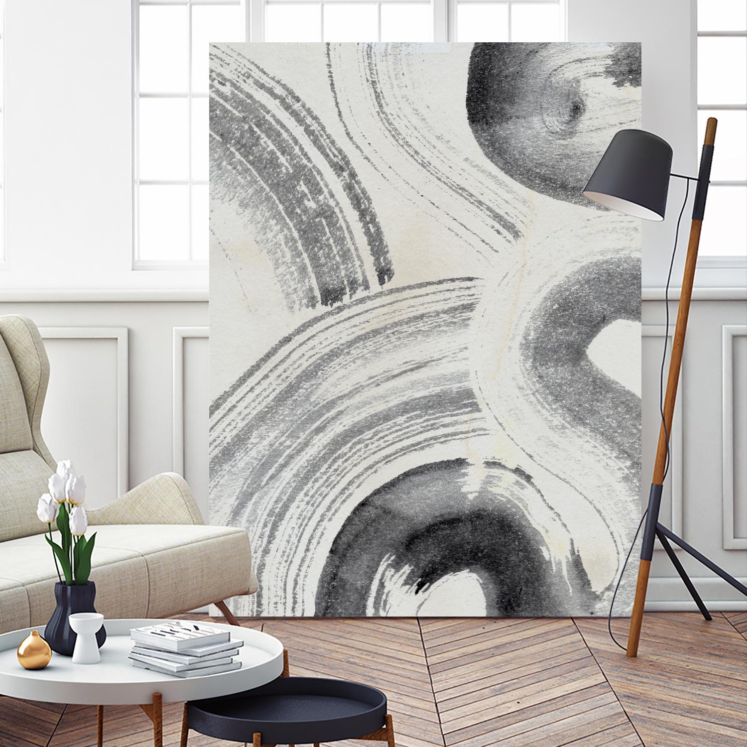 Zen Flow II by Jennifer Parker on GIANT ART - beige black & white abstract