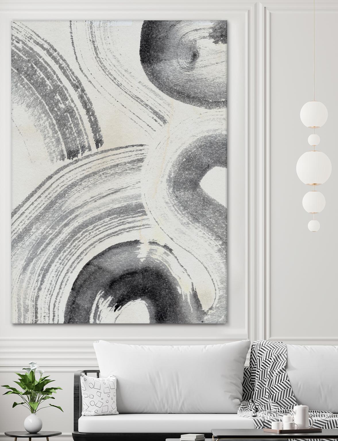 Zen Flow II by Jennifer Parker on GIANT ART - beige black & white abstract