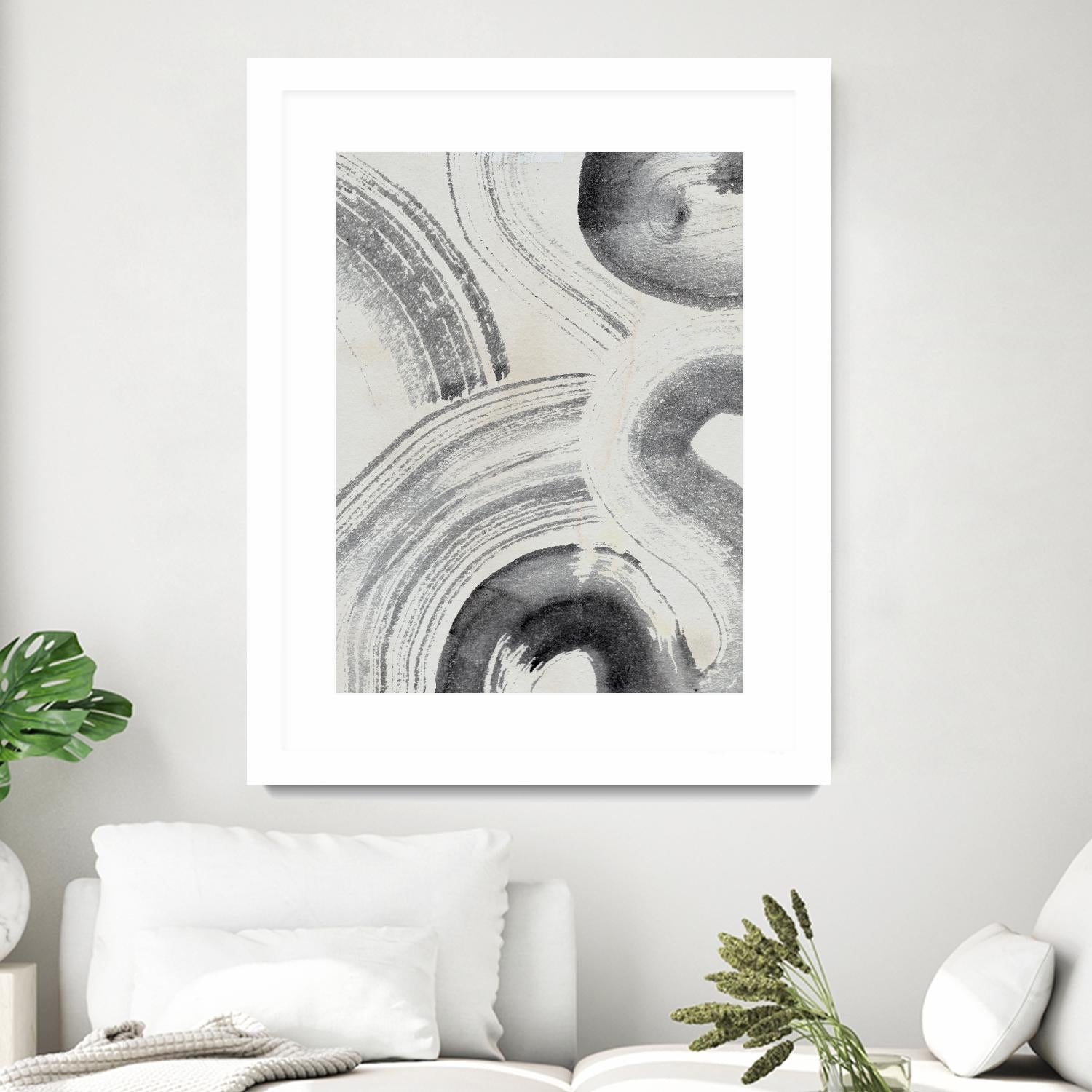 Zen Flow II by Jennifer Parker on GIANT ART - beige black & white abstract