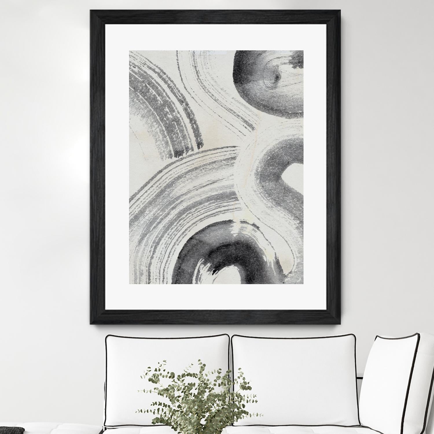 Zen Flow II by Jennifer Parker on GIANT ART - beige black & white abstract