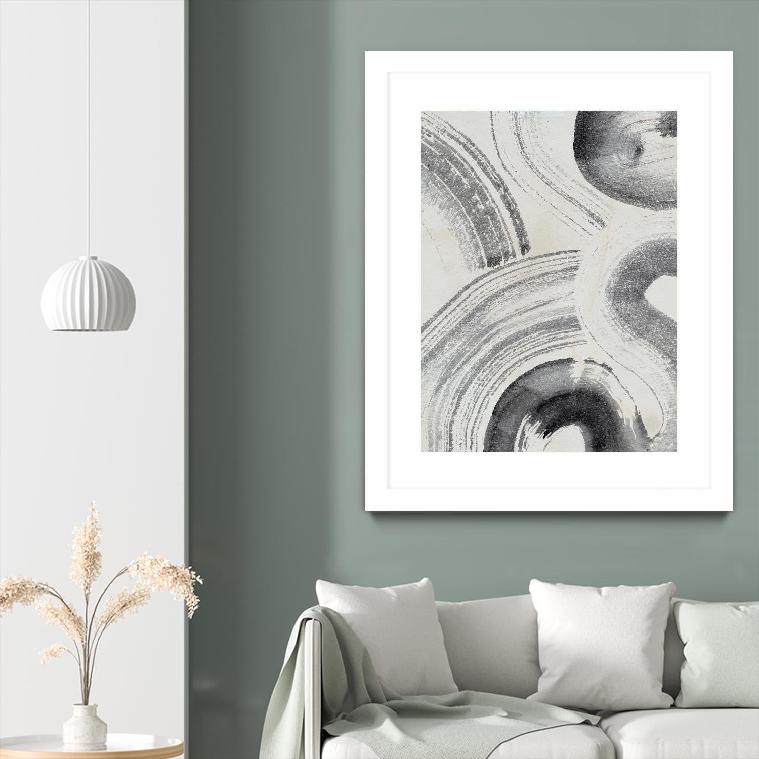 Zen Flow II by Jennifer Parker on GIANT ART - beige black & white abstract