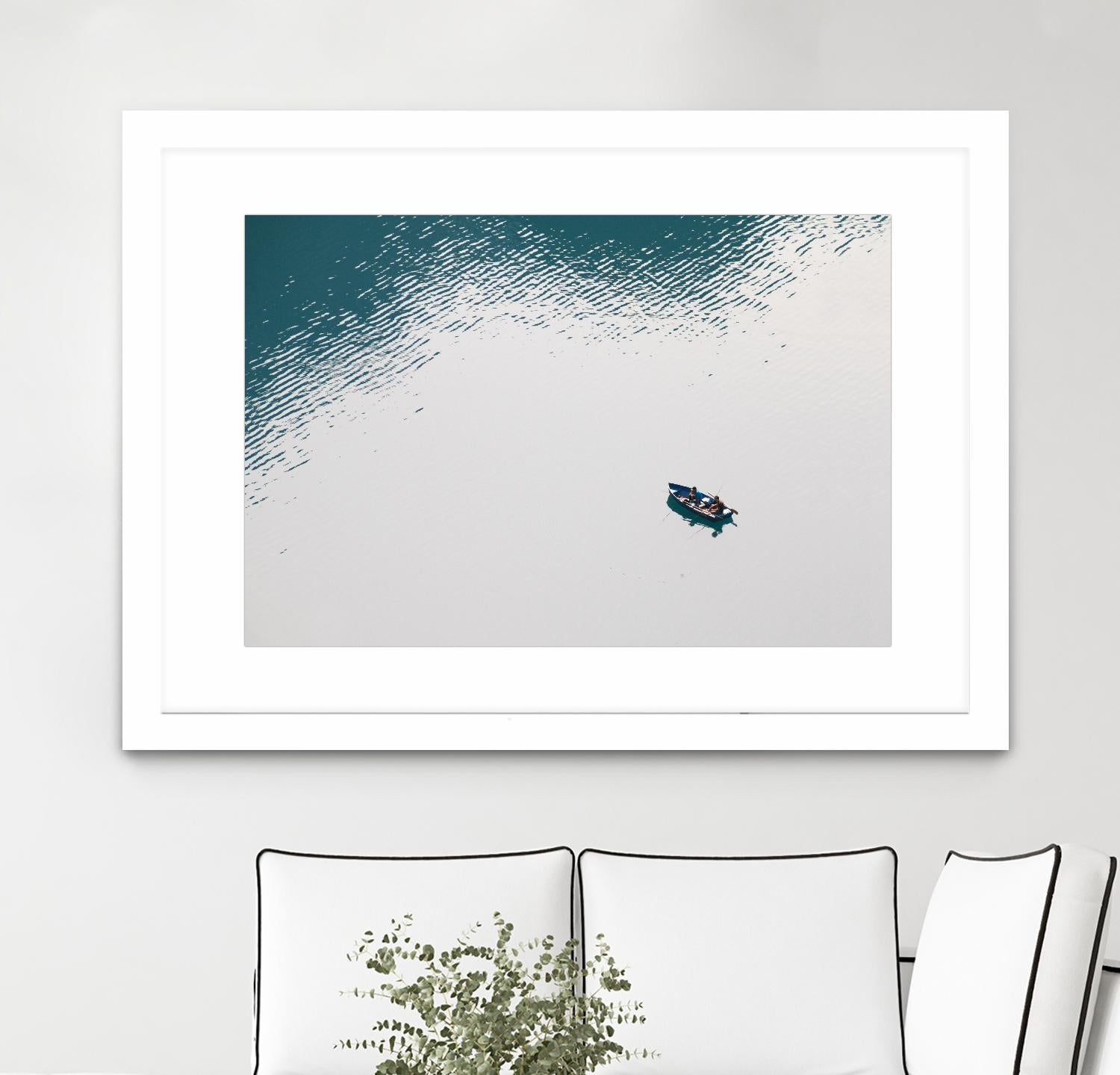 Lonely boat by Pexels on GIANT ART - blue nautical