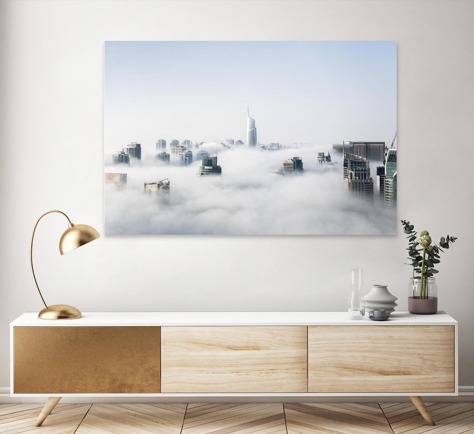 On top of the city by Pexels on GIANT ART - white city scene city above clouds