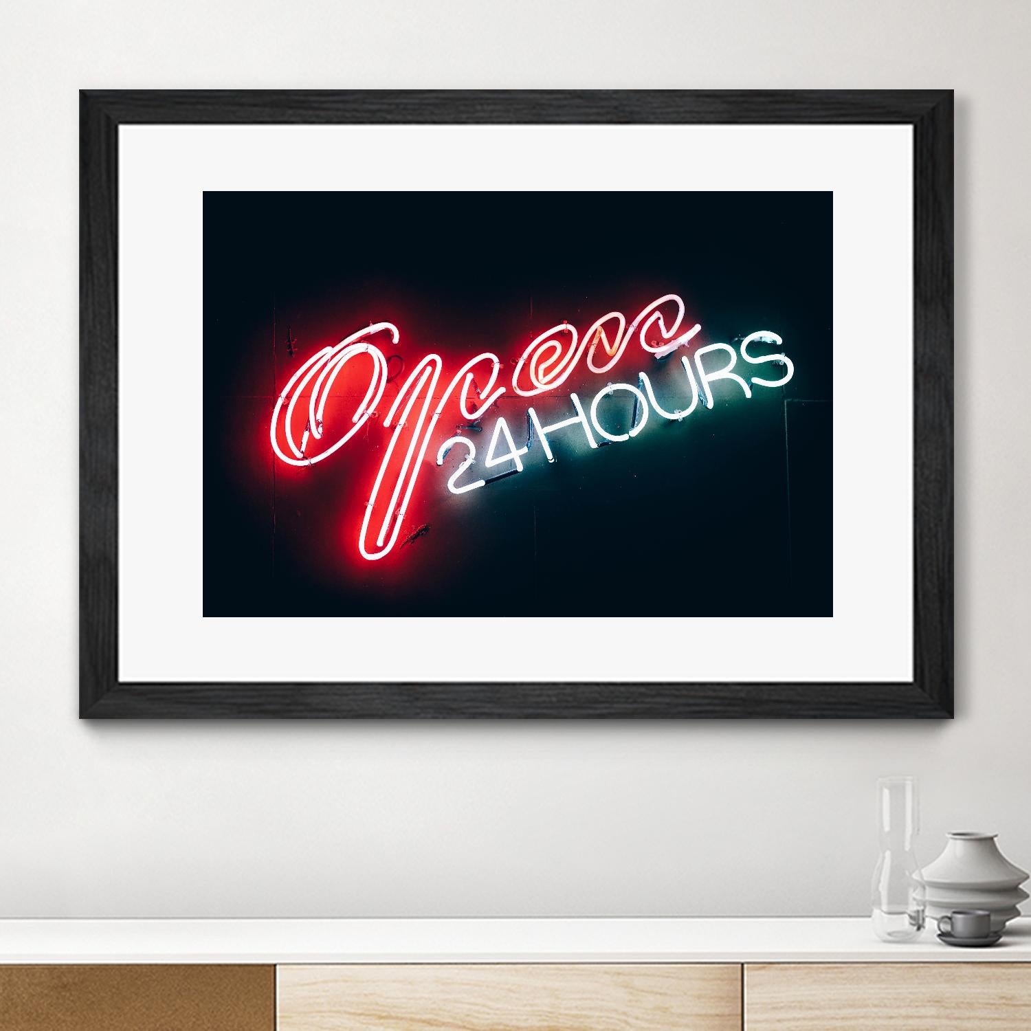 Open 24 hours by Pexels on GIANT ART - black photo art