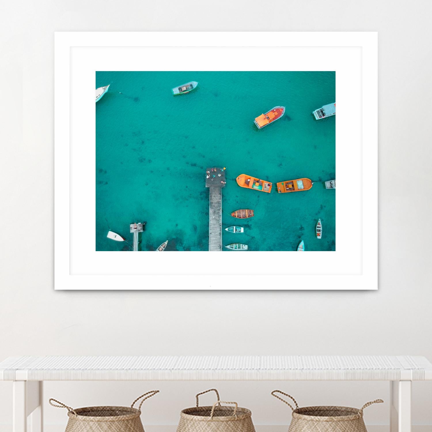 Boat traffic by Pexels on GIANT ART - orange sea scene