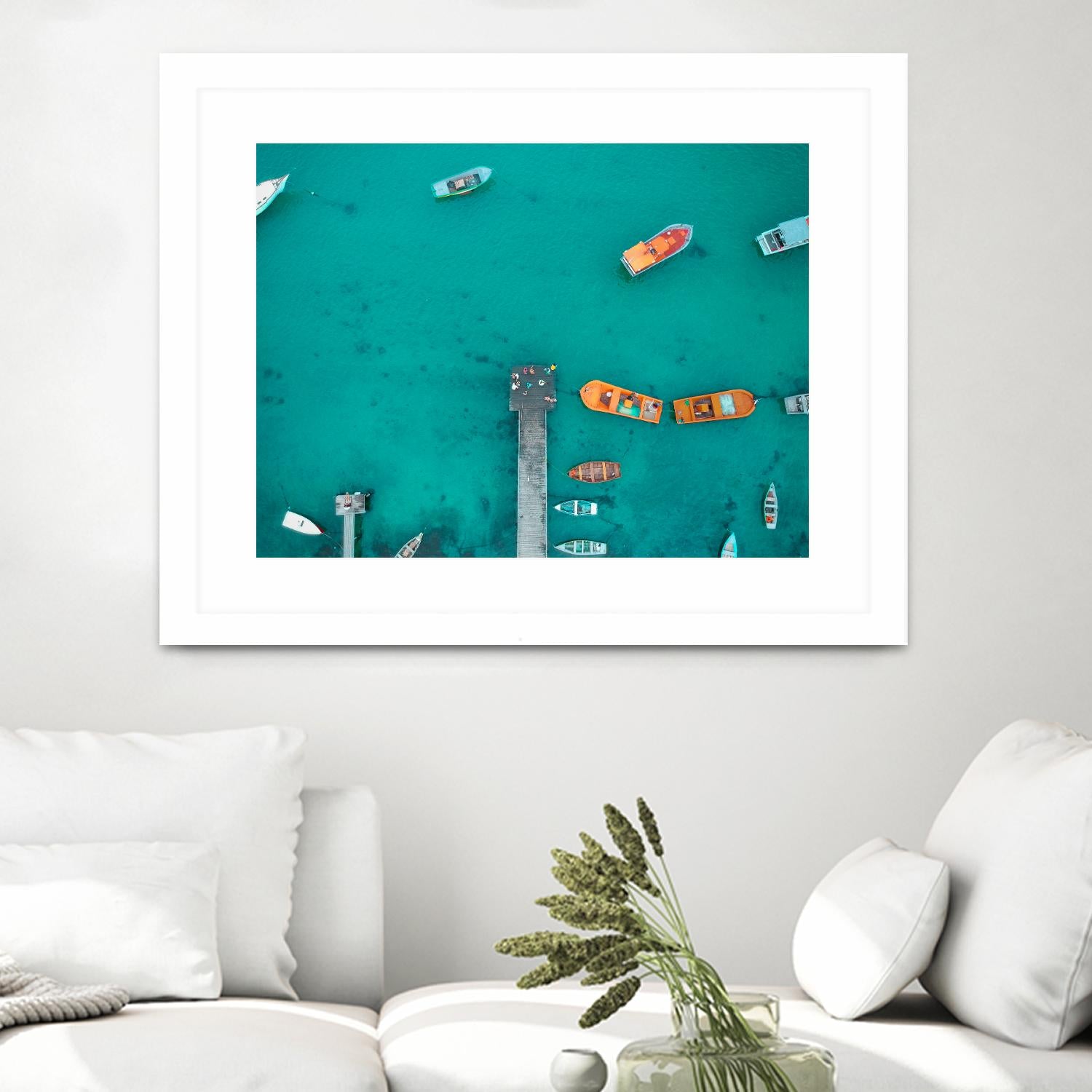 Boat traffic by Pexels on GIANT ART - orange sea scene