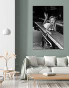 Marilyn Monroe lying on a springboard in California, 1953 by Bridgeman Images on GIANT ART - black and white photography