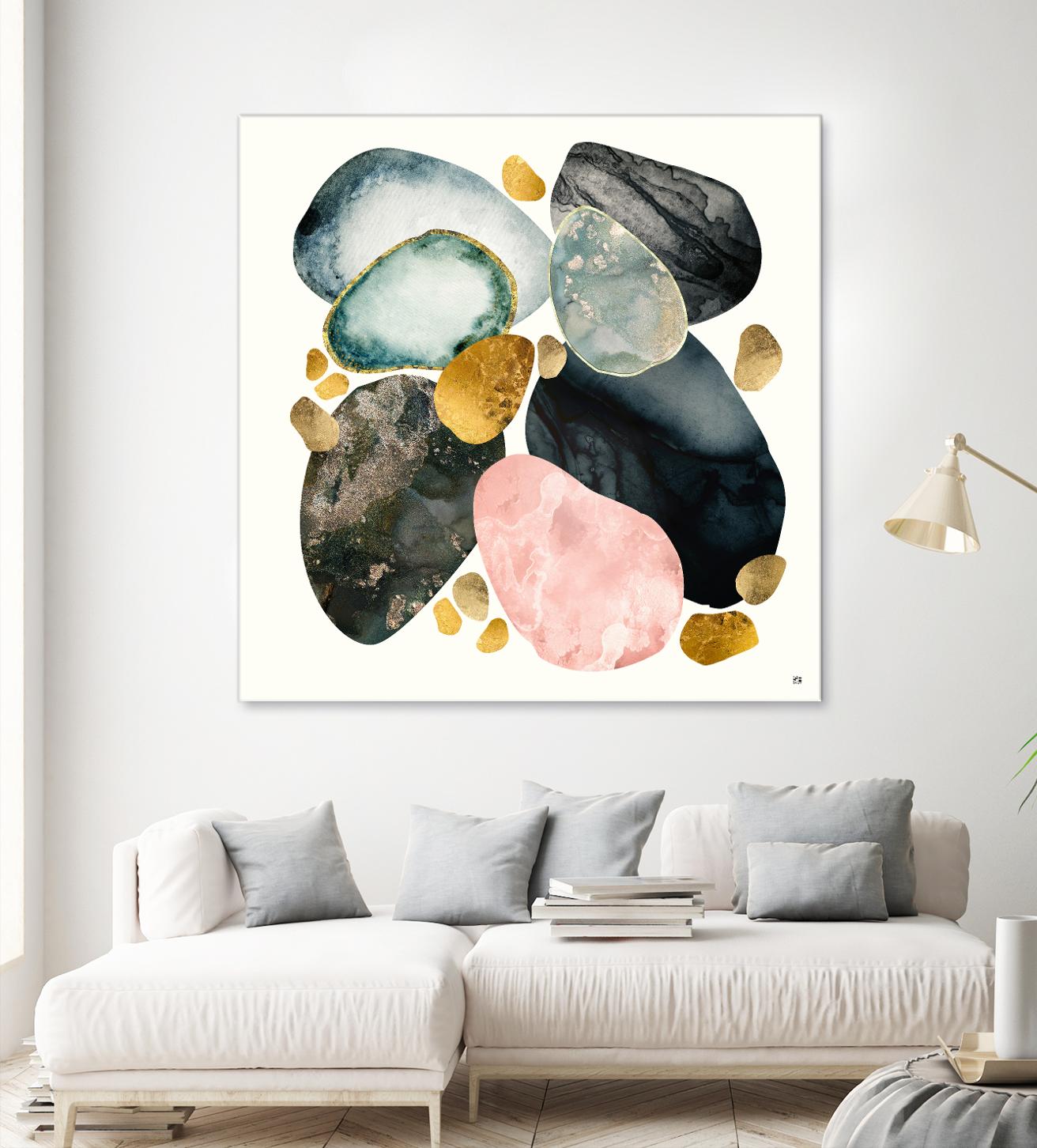 Pebble Abstract by SpaceFrog Designs on GIANT ART - gold shapes