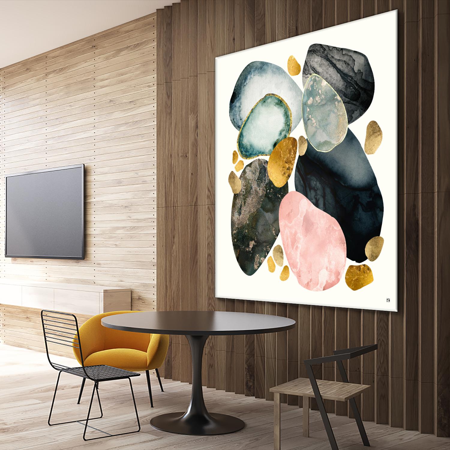 Pebble Abstract by SpaceFrog Designs on GIANT ART - gold shapes