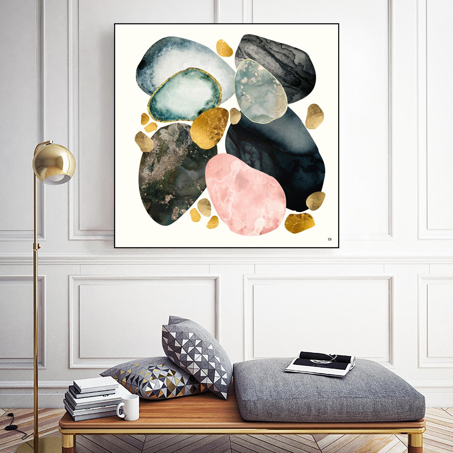 Pebble Abstract by SpaceFrog Designs on GIANT ART - gold shapes