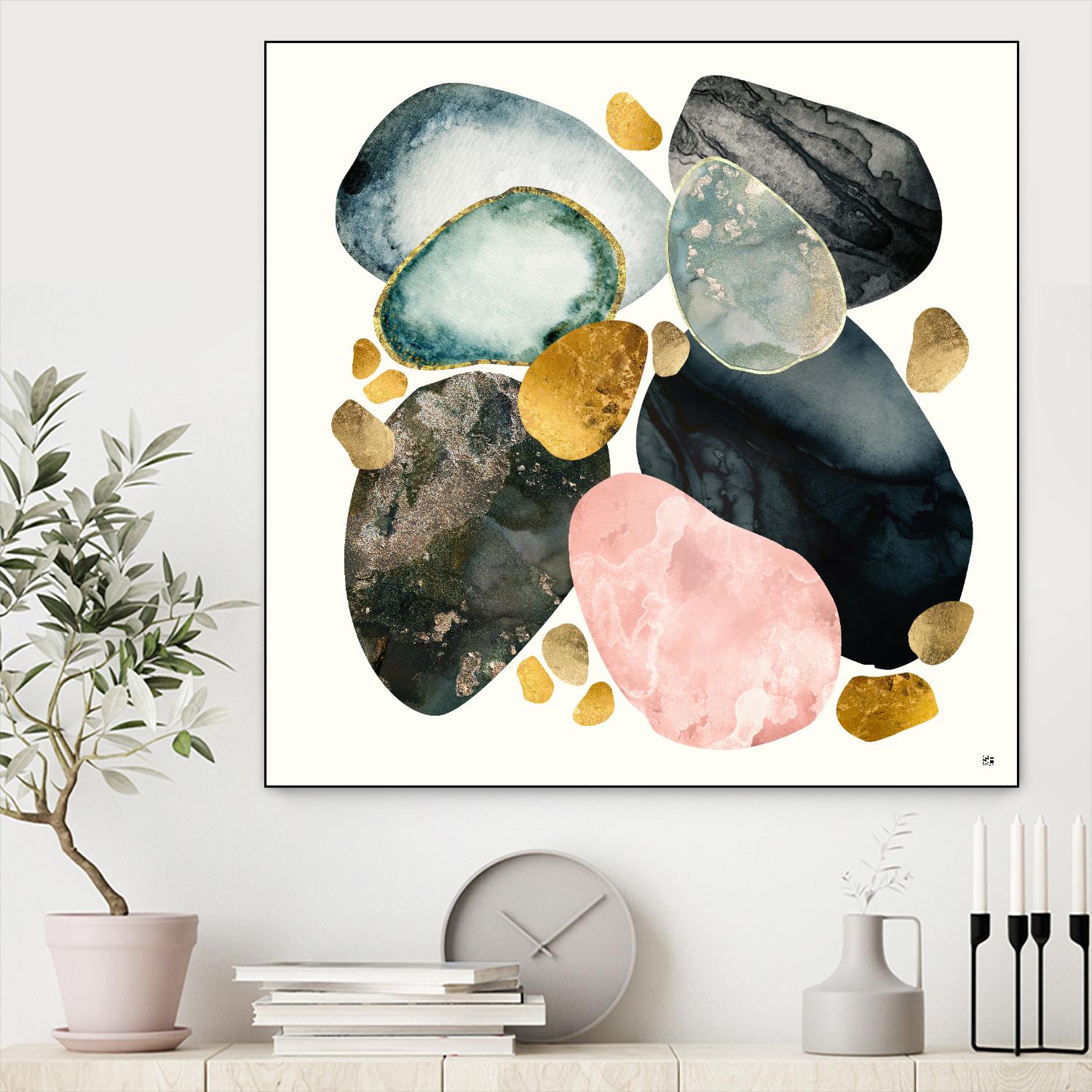 Pebble Abstract by SpaceFrog Designs on GIANT ART - gold shapes