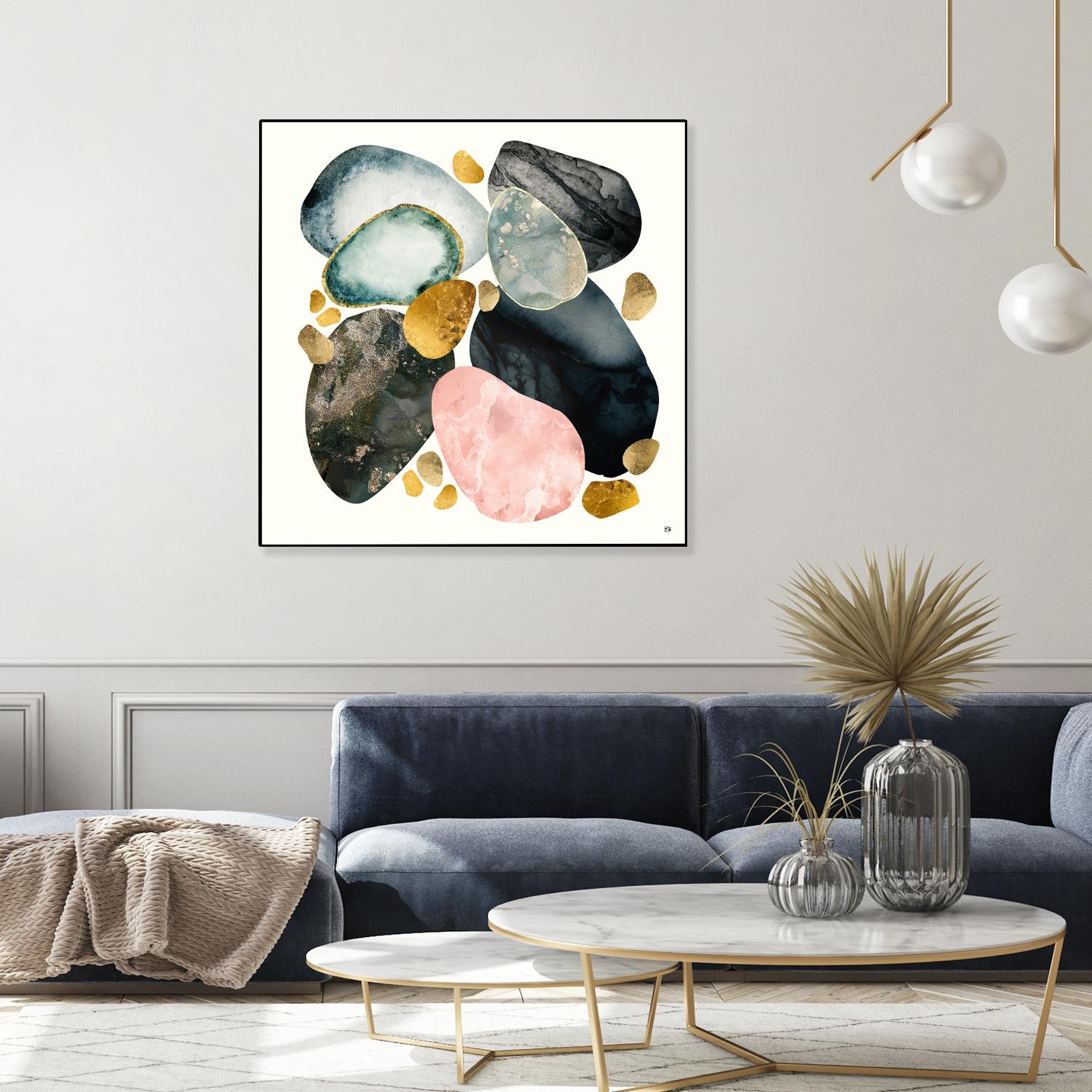 Pebble Abstract by SpaceFrog Designs on GIANT ART - gold shapes