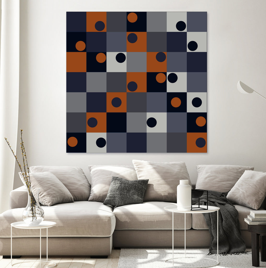 Navy & Rust Squares and Circles by Blerta Karahoda on GIANT ART - blue digital drawing