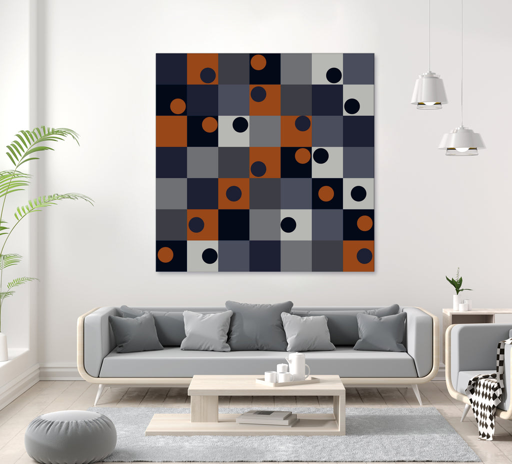 Navy & Rust Squares and Circles by Blerta Karahoda on GIANT ART - blue digital drawing