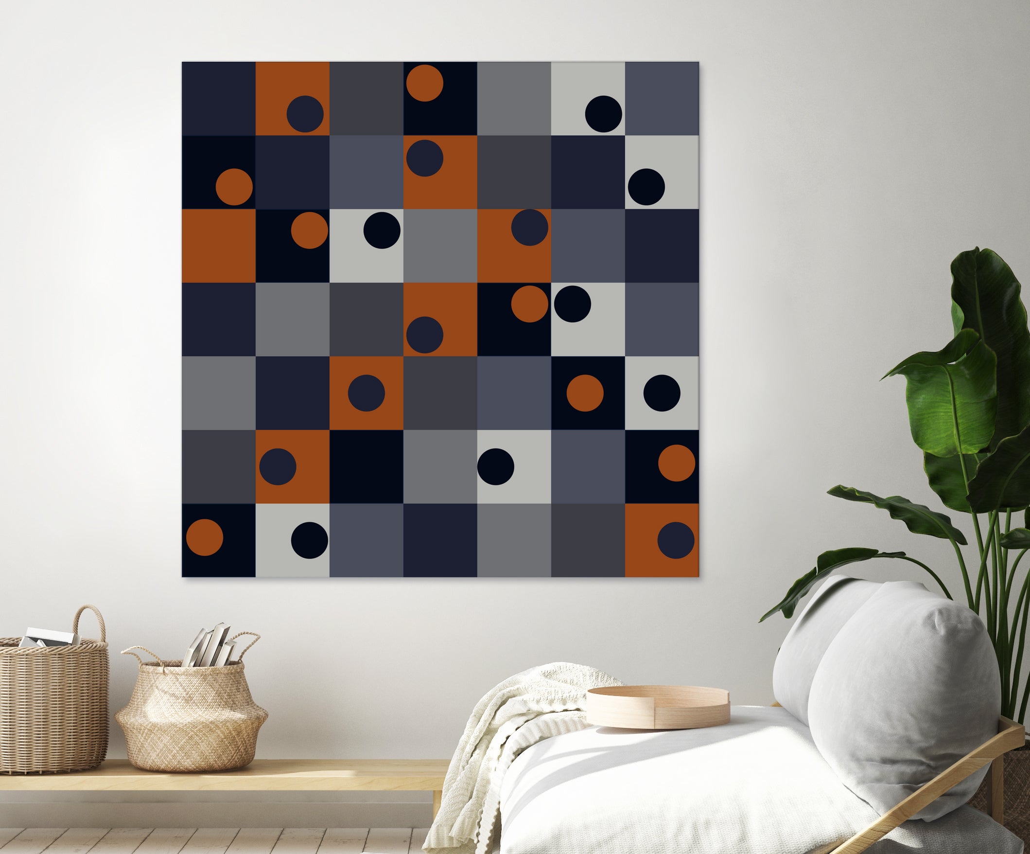 Navy & Rust Squares and Circles by Blerta Karahoda on GIANT ART - blue digital drawing