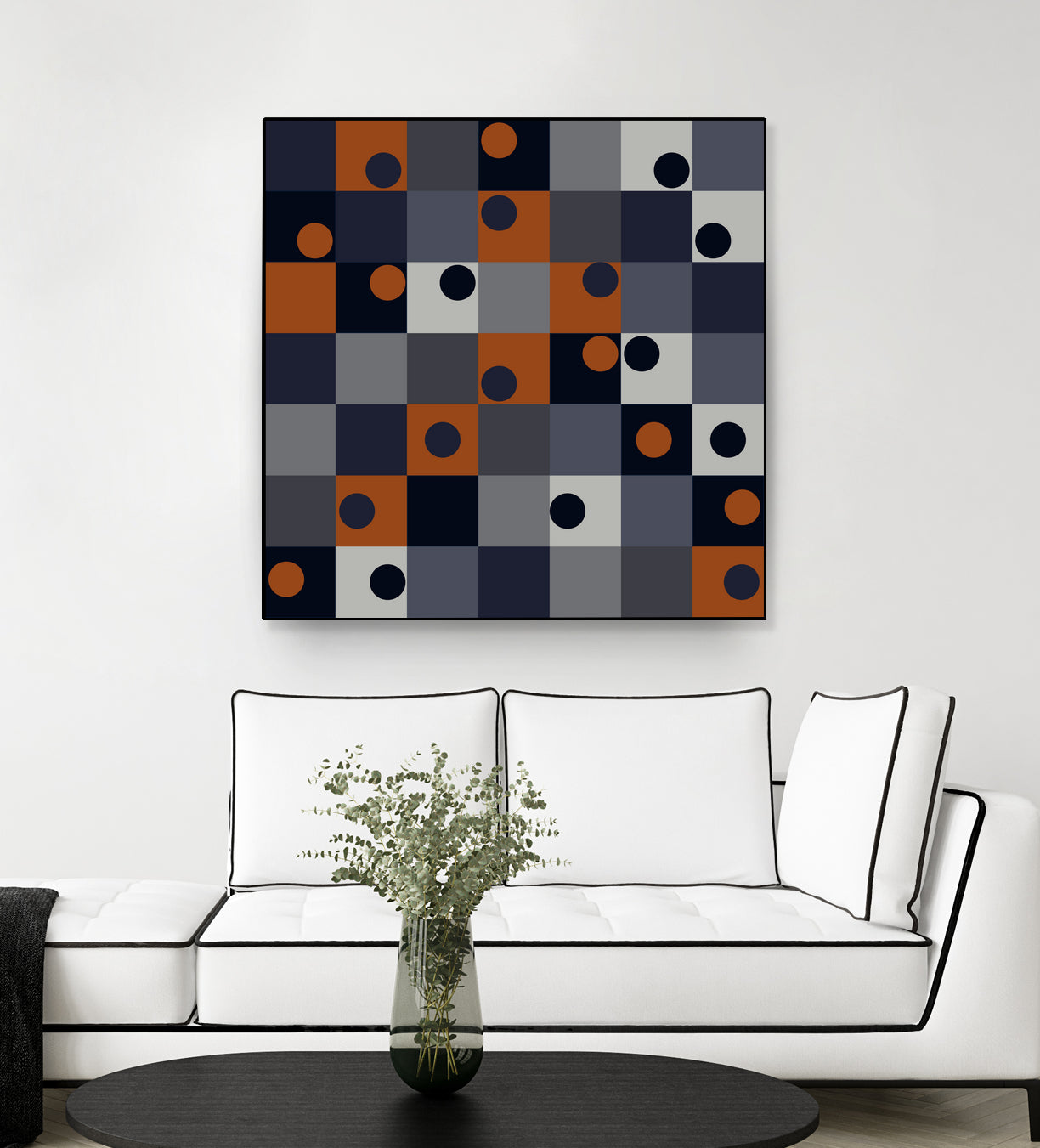 Navy & Rust Squares and Circles by Blerta Karahoda on GIANT ART - blue digital drawing