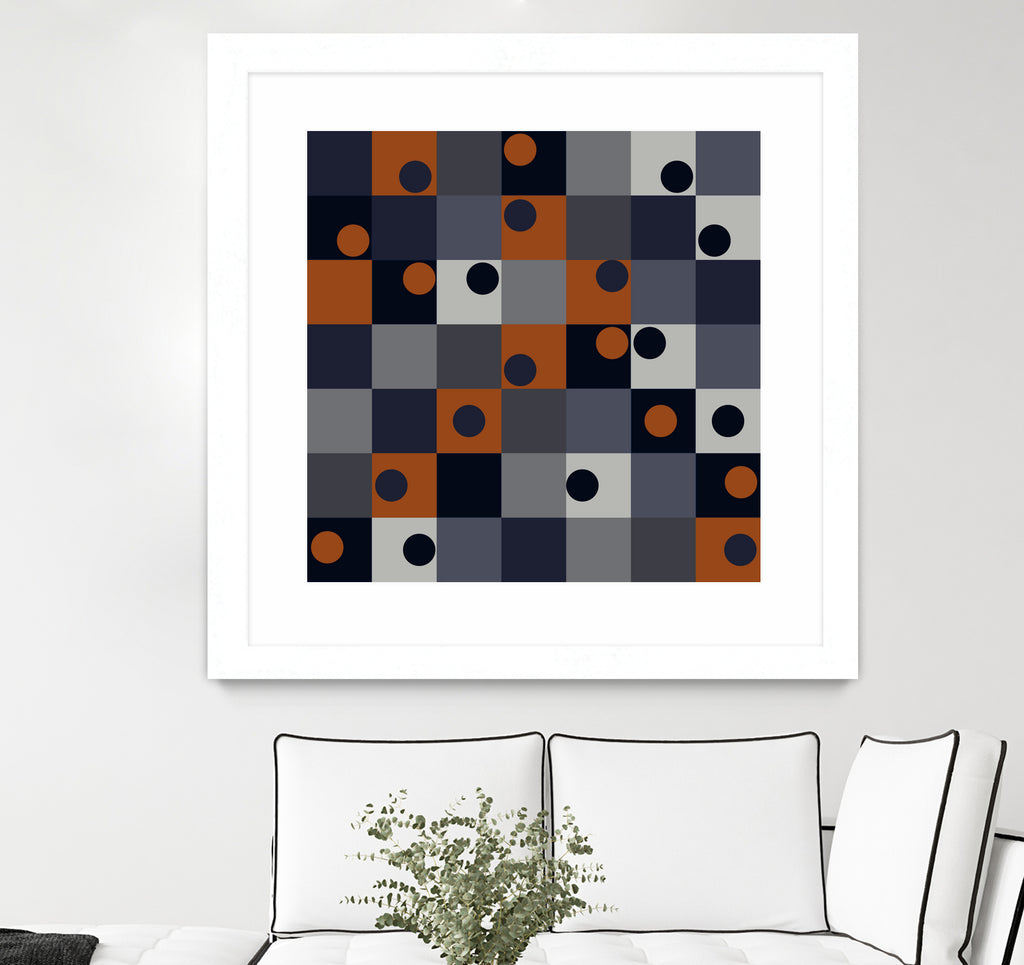 Navy & Rust Squares and Circles by Blerta Karahoda on GIANT ART - blue digital drawing