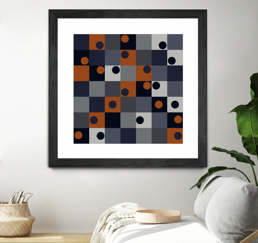 Navy & Rust Squares and Circles by Blerta Karahoda on GIANT ART - blue digital drawing