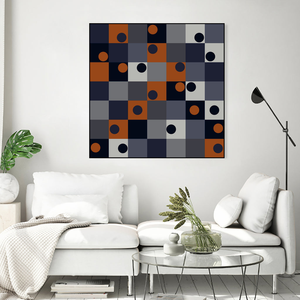 Navy & Rust Squares and Circles by Blerta Karahoda on GIANT ART - blue digital drawing