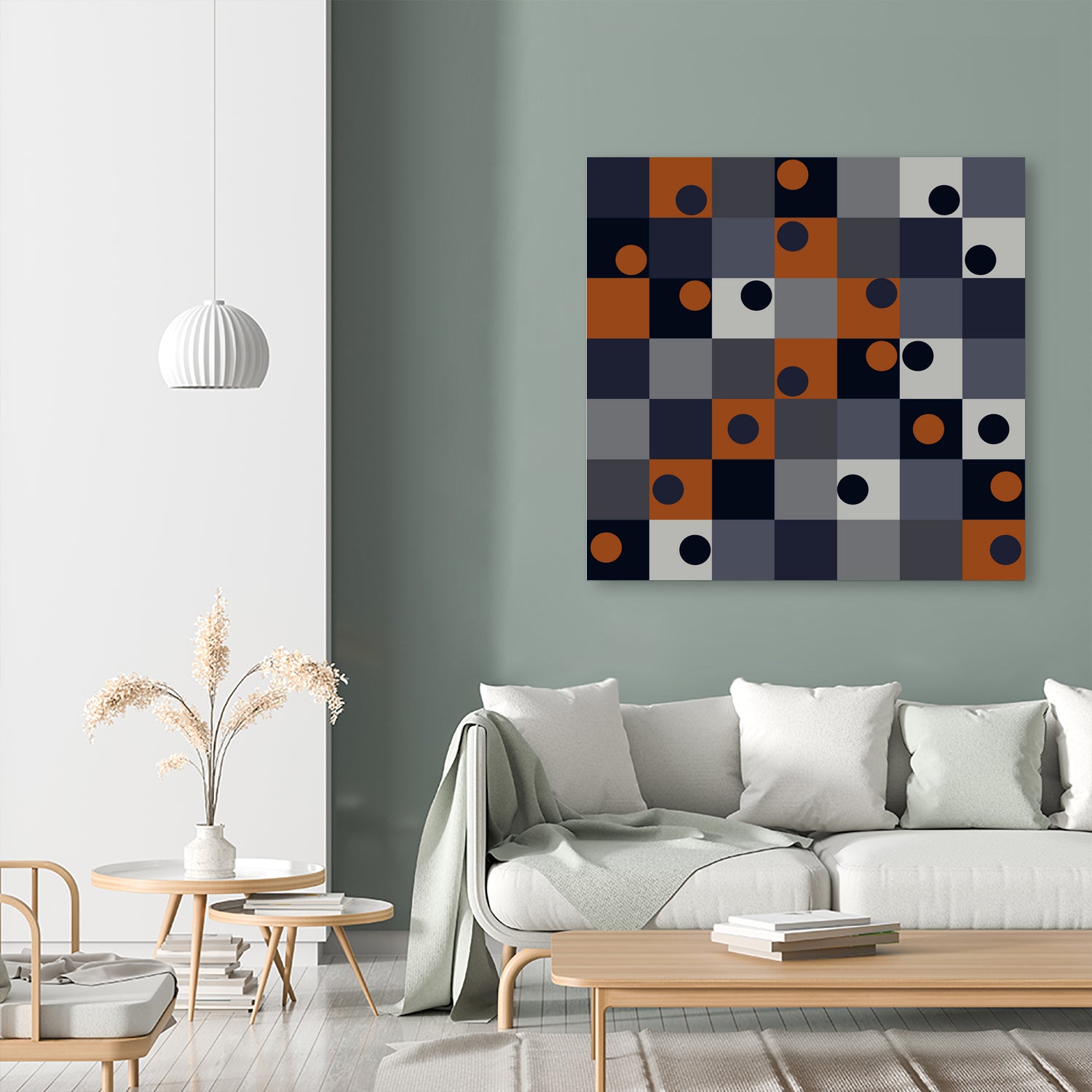 Navy & Rust Squares and Circles by Blerta Karahoda on GIANT ART - blue digital drawing