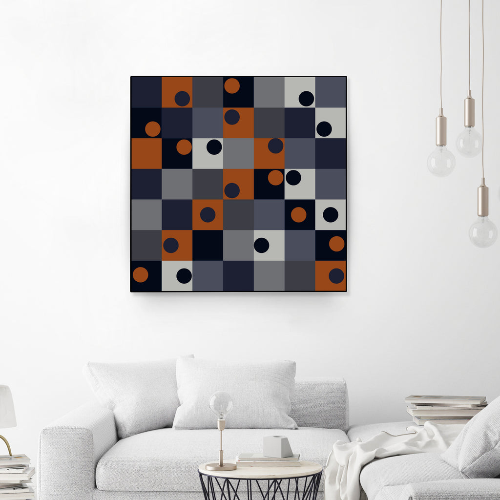 Navy & Rust Squares and Circles by Blerta Karahoda on GIANT ART - blue digital drawing