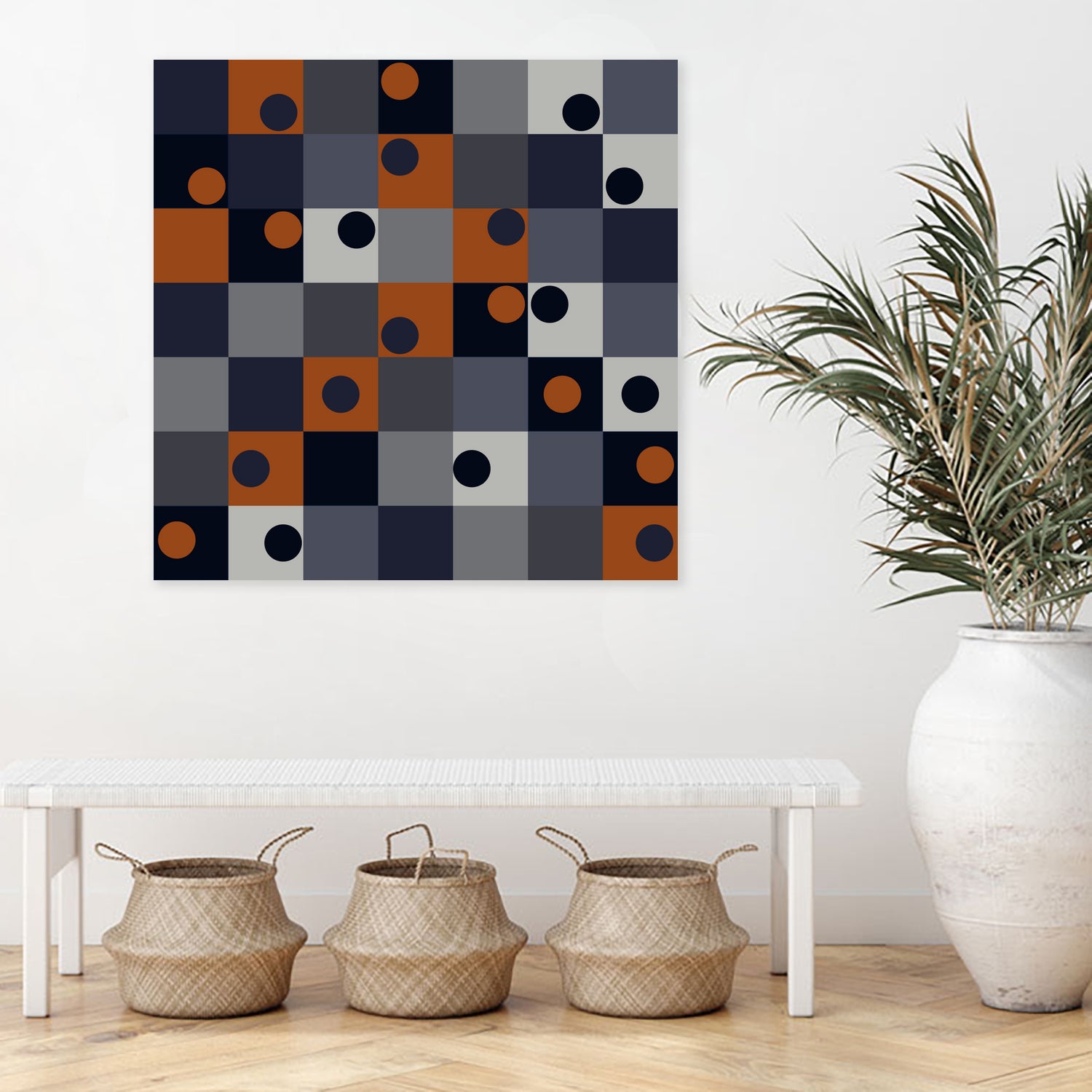 Navy & Rust Squares and Circles by Blerta Karahoda on GIANT ART - blue digital drawing