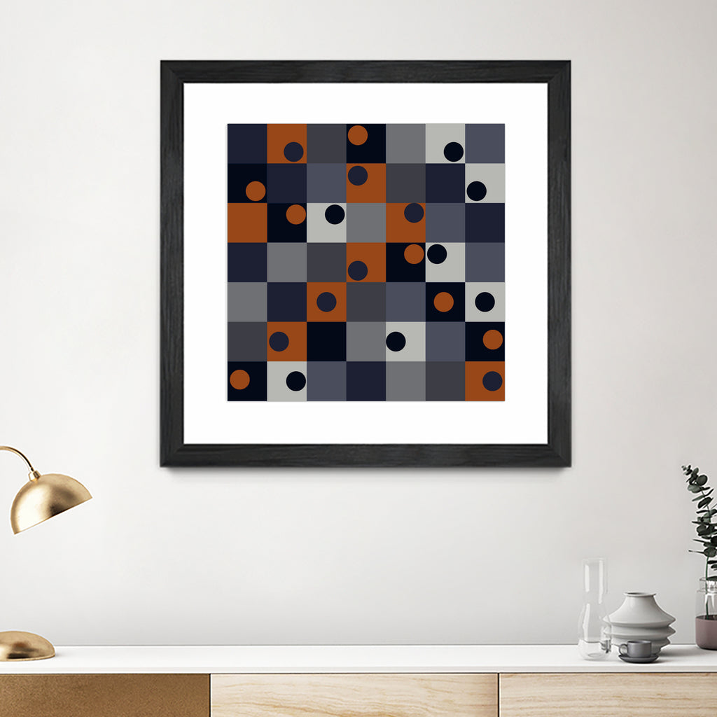 Navy & Rust Squares and Circles by Blerta Karahoda on GIANT ART - blue digital drawing