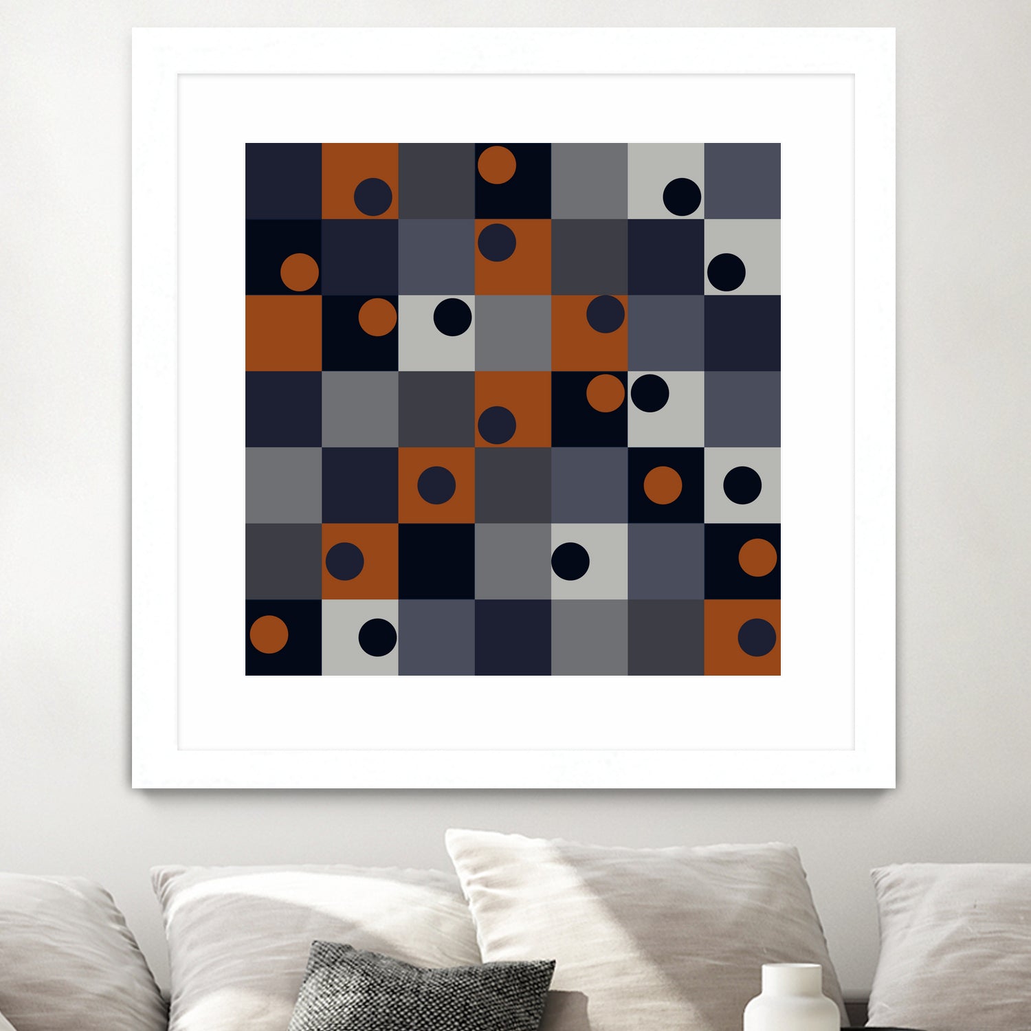 Navy & Rust Squares and Circles by Blerta Karahoda on GIANT ART - blue digital drawing