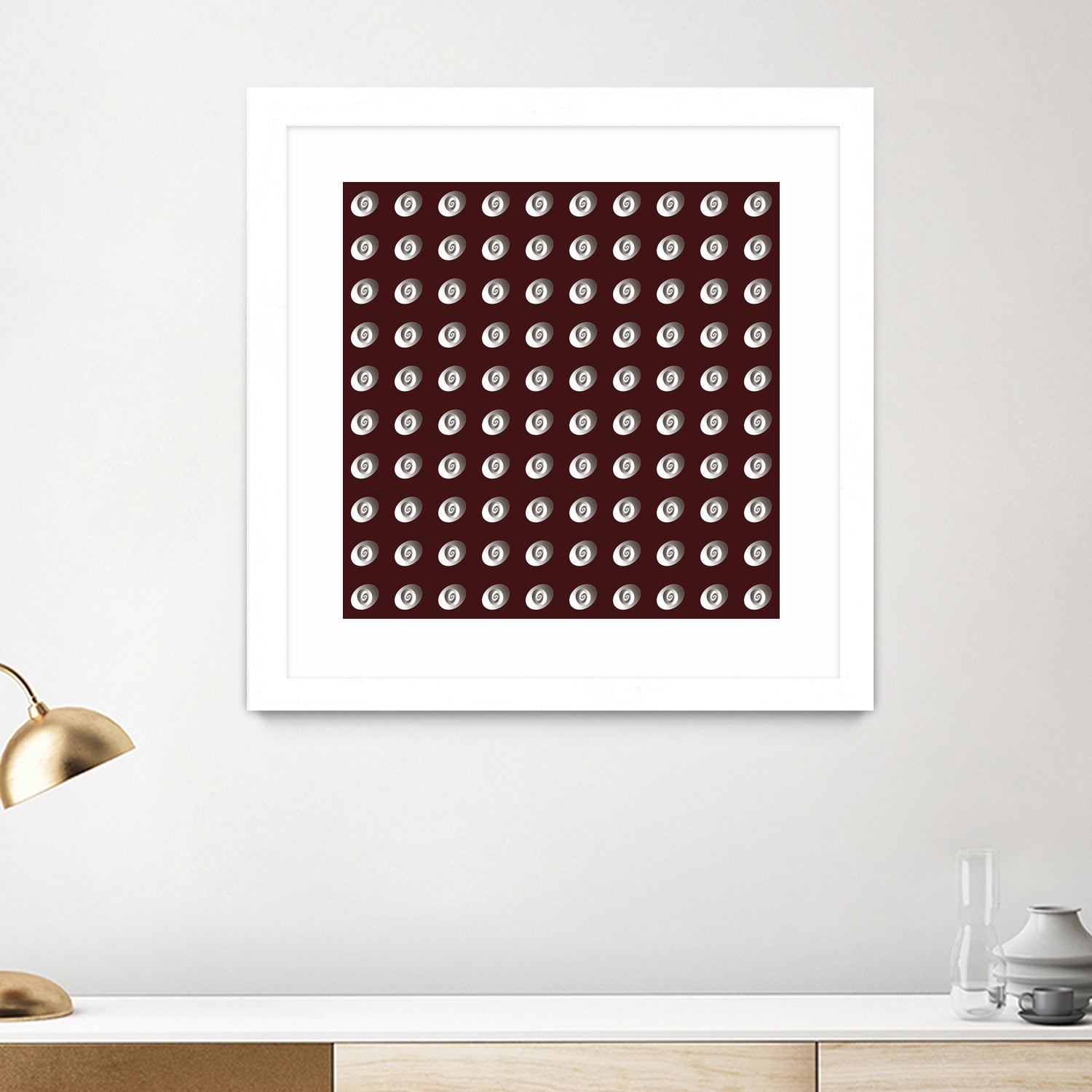 shell shape on dark burgundy bkg by Ramona Masut on GIANT ART - red digital drawing