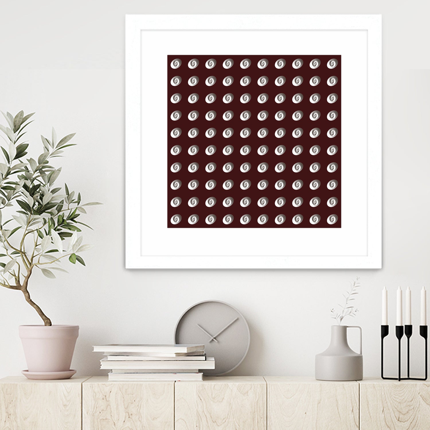 shell shape on dark burgundy bkg by Ramona Masut on GIANT ART - red digital drawing