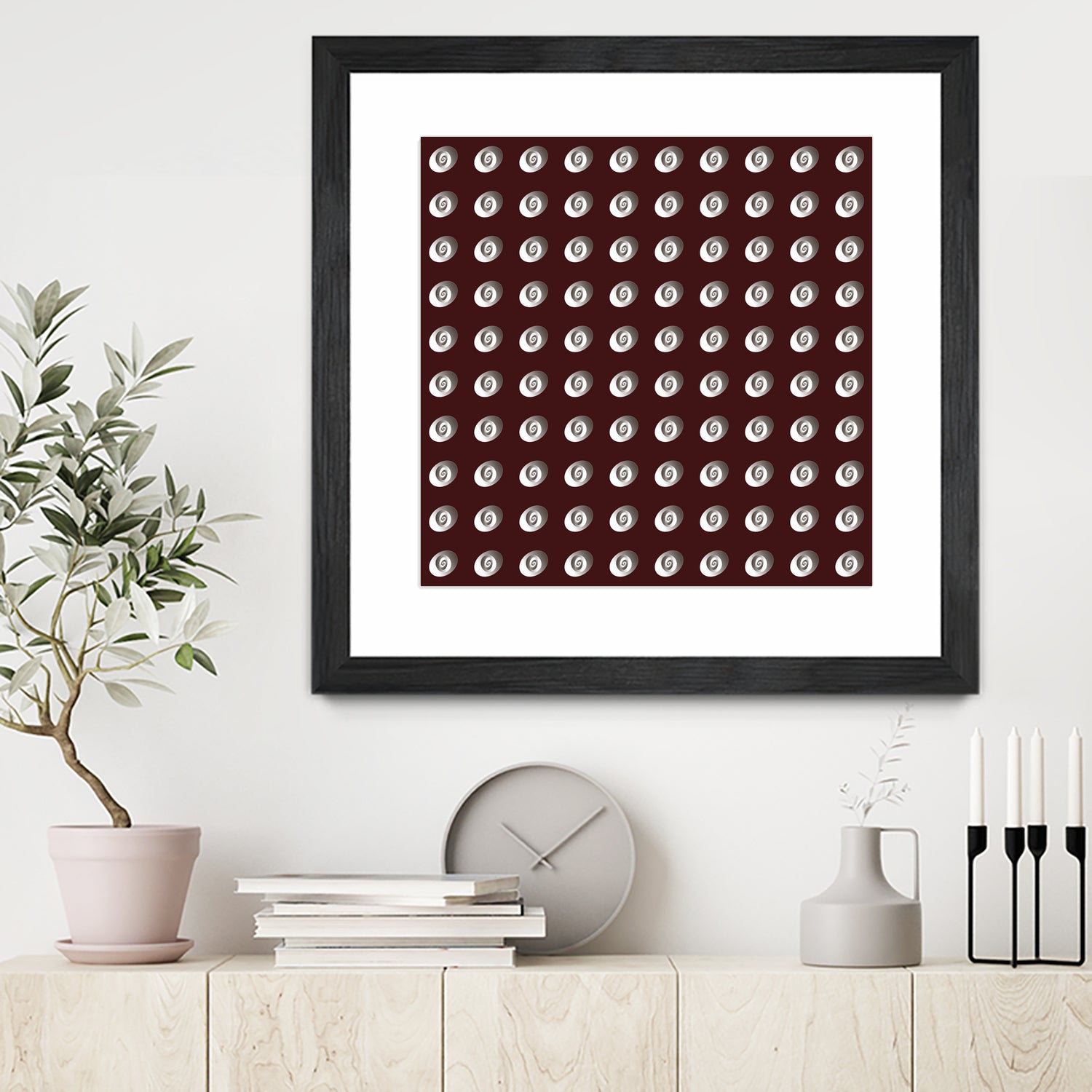 shell shape on dark burgundy bkg by Ramona Masut on GIANT ART - red digital drawing