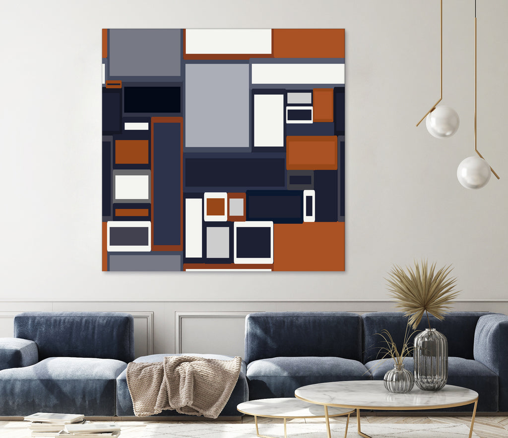 Navy & Rust Mid Century by Blerta Karahoda on GIANT ART - blue digital drawing