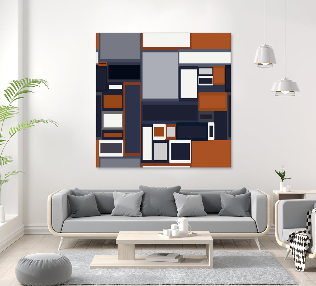 Navy & Rust Mid Century by Blerta Karahoda on GIANT ART - blue digital drawing