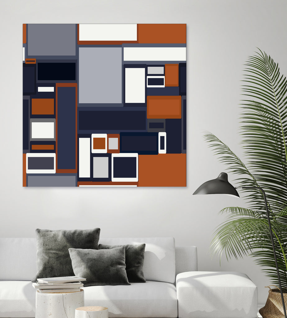 Navy & Rust Mid Century by Blerta Karahoda on GIANT ART - blue digital drawing